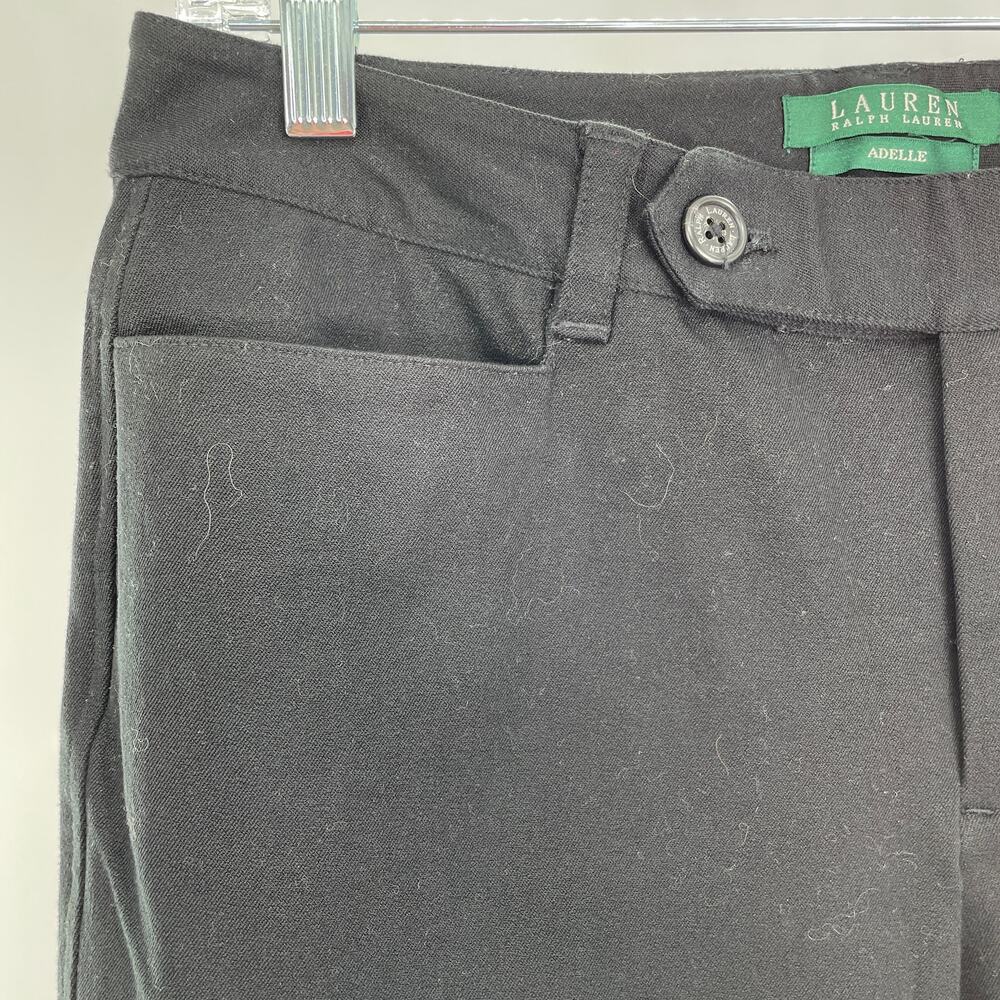 Lauren Ralph Lauren Adelle Black Cotton Stretch Button-Tab Waist Pants Size 6 - Picture 6 of 13